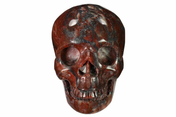 Realistic, Polished Red Picture Jasper Skull #150950